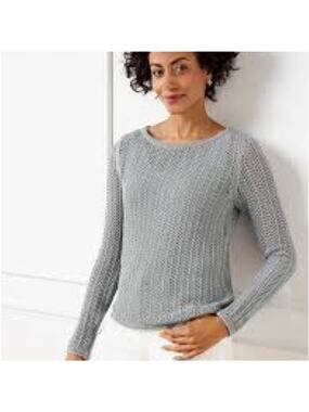 Talbots Light Weight Knit Sweater Gray Small Petite